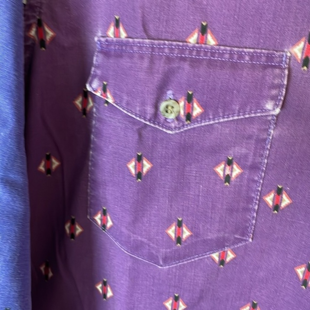 Wrangler Vintage Cowboy Cut Long Sleeve XL Tails Purple Southwest Aztec Size 16 - Picture 11 of 14
